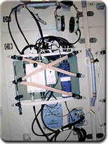 Photo of initial amateur radio station in the Zarya FGB of the International Space Station